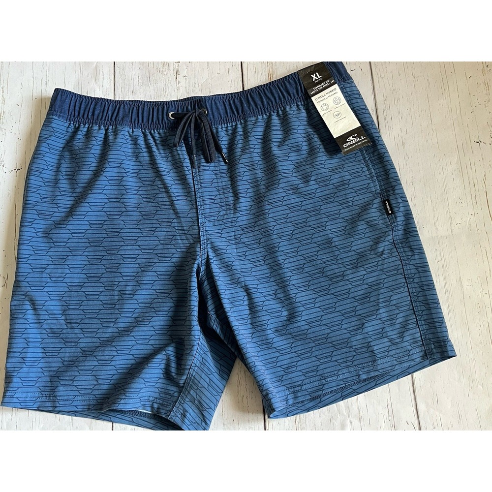O'Neill Stockton‎ Print E-Waist 18'' Hybrid Shorts Size XL Blue NWT